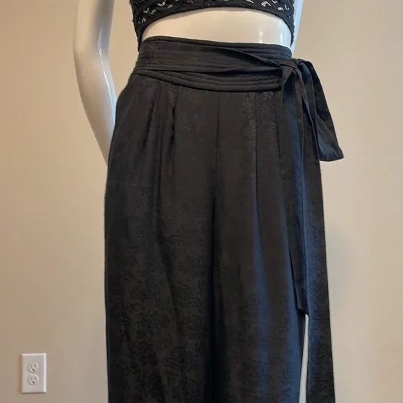 REBECCA TAYLOR High Elastic Back Waist Wide Leg Ankle Pant Crop Pant SILK 6 NWOT - Picture 6 of 15